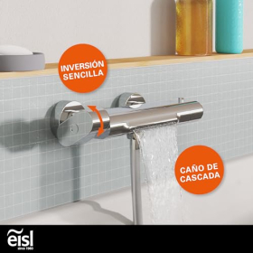 EISL CARNEO Badewannenmischer, Thermostat, Wasserfall-Auslauf, Chrom