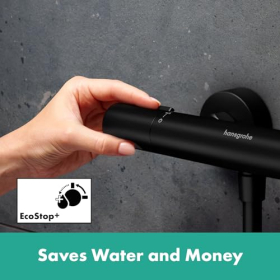 Настенный термостат для душа hansgrohe Ecostat Fine – предохранительный стопор при 40 °C, матовый черный