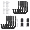 Wall hook set for garage & bicycle, J-hooks for tools, black