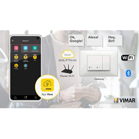 VIMAR 14597 - Pasarela inalámbrica View, Bluetooth 4.2, Wi-Fi, LED RGB, 2 módulos, serie Plana, color blanco