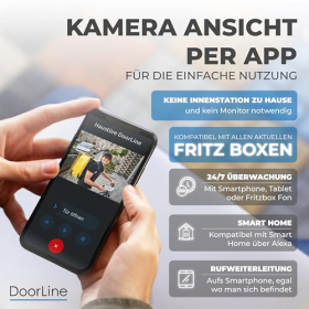 Бездротовий дверний відеодзвінок DOORLINE, камера, пристрій відкривання дверей, керування програмою, сумісність з Fritz!Box