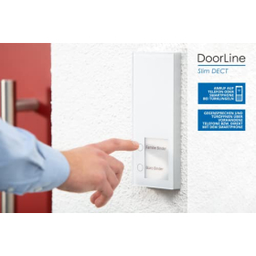 Бездротовий дверний дзвінок DoorLine Slim DECT, антрацитовий, з підключенням для відкривача дверей, стаціонарний та мобільний телефони