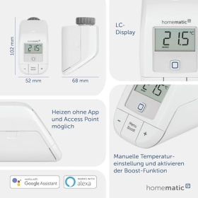 Homematic IP Smart Home 153412A3-D – Termostato digital básico para radiadores, control mediante app, ahorro energético