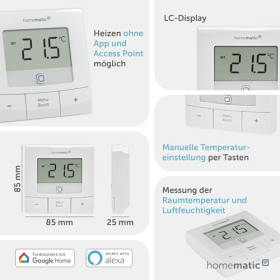 Termostato mural digital básico – Homematic IP Smart Home, control de radiadores con aplicación y asistente de voz.