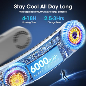 Verbesserter Nackenlüfter, 4 Turbolüfter, 6000 mAh
