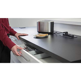 EVOline BackFlip, 2 Schuko-Steckdosen, 1 USB-C Ladegerät, Edelstahl