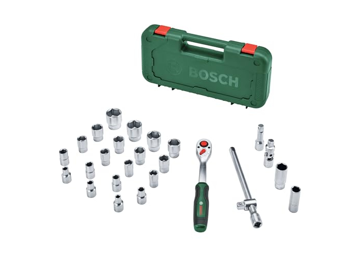 Bosch 1/2" ratchet set, 25-piece, powerful and ergonomic Bosch 1/2" ratchet set, 25-piece, powerful and ergonomic