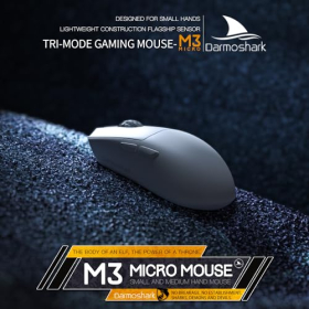 Darmoshark M3micro Wireless Gaming Mouse,Tri-Mode 2.4G/USB-C/Bluetooth Mouse Up to 26000DPI,PAW3395 optical sensor Lightweight 43g,8 programmable button 300MAh Battery Life,Computer Mouse for PC,Mac-W : Video Games