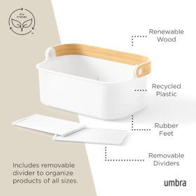 Umbra Bellwood Boîte de rangement empilable with separate amovibles, Blanc/naturel Waist M 28 x 17 cm