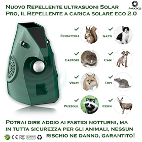 Ультразвуковой отпугиватель животных, солнечный, PIR, IP45, USB зарядка