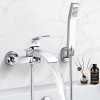 Cascade bath mixer, H59 brass chrome, ABS hand shower, wall mounting