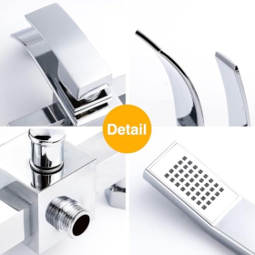 Cascade bath mixer, H59 brass chrome, ABS hand shower, wall mounting