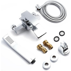 Cascade bath mixer, H59 brass chrome, ABS hand shower, wall mounting