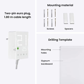 Calefactor infrarrojo Hocosyme de 1000 W de pared con termostato y temporizador semanal