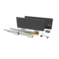 Sistema de cajones Emuca, extracción total, cierre suave, 185x450mm, antracita