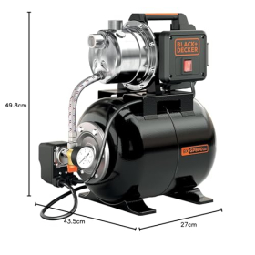Насос с самовсасыванием BLACK+DECKER BXGP800XBE, 800 Вт, 3500 л/ч, максимальная высота подъема 38 м