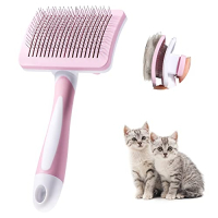 Vinabo Selbstreinigende Fellbürste für Hunde & Katzen, rosa