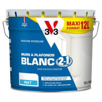 V33 Wall and ceiling paint matt, white, 2-in-1 interior paint