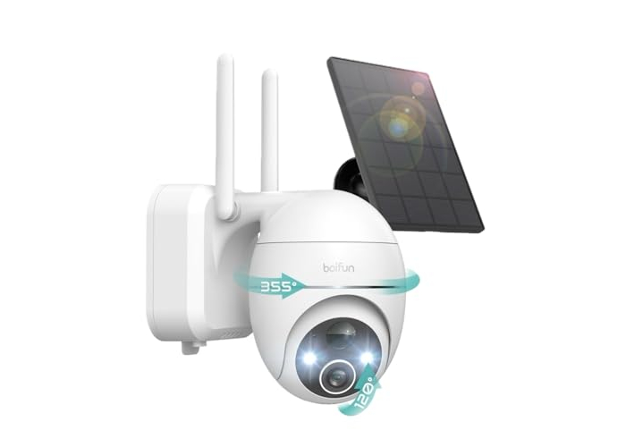 BOIFUN 2K PTZ WiFi outdoor camera, solar, 15000mAh battery, AI motion detection, night mode BOIFUN 2K PTZ WiFi outdoor camera, solar, 15000mAh battery, AI motion detection, night mode