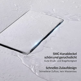 EMKE Duschwanne 120x90 cm, rutschfest, Steinoptik, weiß