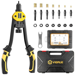 VIGRUE Rivet Nut Pliers Rivet Nut Set | 200 Piece Threaded Sleeve Set | Universal Suitable for Riveter | 7 Interchangeable Rivet Mandrels