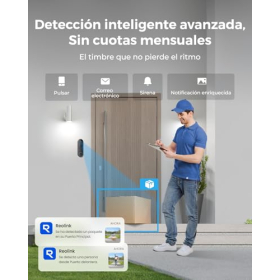Timbre con video inalámbrico Reolink 2K, vista de 150°, Wi-Fi, batería/cable, detección