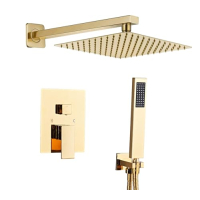 Sanitemodar Eingebauter Gold-Duschsystem 30x30cm mit Handbrause