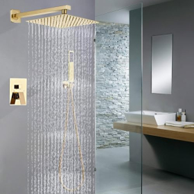 Sanitemodar Eingebauter Gold-Duschsystem 30x30cm mit Handbrause