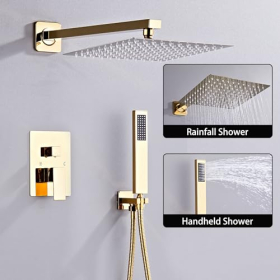Sanitemodar Eingebauter Gold-Duschsystem 30x30cm mit Handbrause