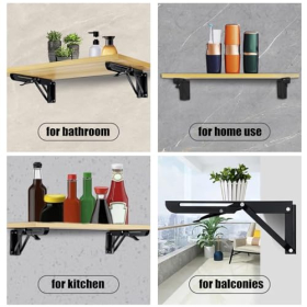 Folding bracket 300mm, 2 pcs., metal, heavy-duty for wall & shelf