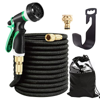 Flexible garden water hose 60 m with 8-function spray nozzle