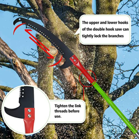 Manual tree cutting tool with 8m telescopic handle, adjustable, including carrying case