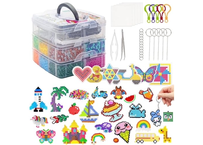 Iron-on bead set, 11,000 beads, 5mm, with storage box, 24 colors, DIY for children Iron-on bead set, 11,000 beads, 5mm, with storage box, 24 colors, DIY for children