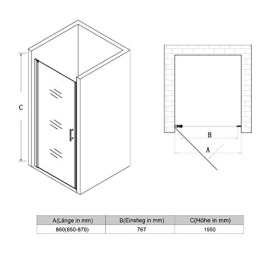 SONNI Duschkabine Schwingtür 86x195 cm, Nano-Beschichtung, ESG Glas, Duschabtrennung