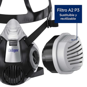 Media máscara Dräger X-plore 3300: protección respiratoria con filtros A2P3 para un uso versátil