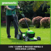 Greenworks 48V lawnmower with 46cm cutting width and 55L grass catcher bag