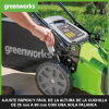 Greenworks 48V lawnmower with 46cm cutting width and 55L grass catcher bag
