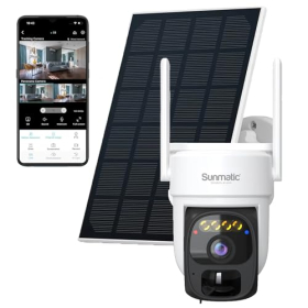 3-мегапіксельна камера спостереження Sunmatic – вулична, Wi-Fi, кольорове нічне бачення, сонячна панель, двосторонній аудіозв'язок