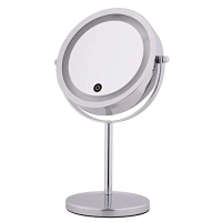 Espejo de escritorio LED Zdong, giratorio y regulable, de metal ligero, recargable por USB, doble tamaño.