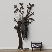 Perchero moderno de madera para pared – Ganchos minimalistas para pasillo y sala de estar, oscuro