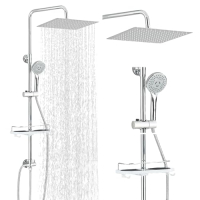 Duschsystem Regenbrause Komplettset mit Duschstange, Thermostat-Armatur, Edelstahl
