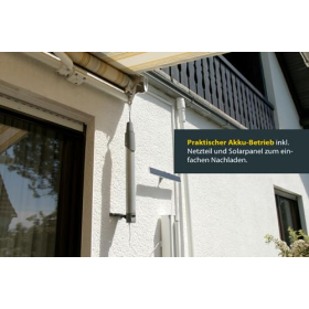 Premium Smart Home radio-controlled awning drive with solar panel, battery & power supply from Schellenberg