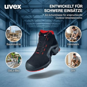 Uvex 1 X-tended Support Safety Boots S3 SRC, Composite Toe Protection, Black