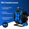 REV cable reel IP44 for outdoor use, 4 safety sockets, 50m, black