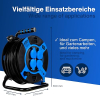 REV cable reel IP44 for outdoor use, 4 safety sockets, 50m, black