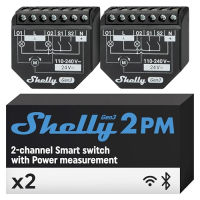 Розумний WiFi реле-вимикач, лічильник потужності Shelly 2PM Gen3, 2 канали, 16A, таймер для рольставень Alexa, Google Home, 2 шт.