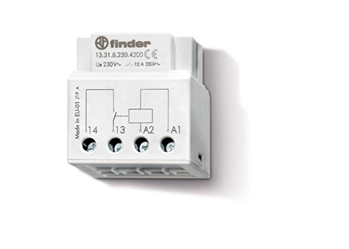 Finder relay for panel mounting, 1 normally open contact, 230V AC, 12A at 250V AC Finder relay for panel mounting, 1 normally open contact, 230V AC, 12A at 250V AC