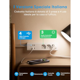 meross Smart WLAN Steckdosenleiste mit 3 AC Steckdosen und 4 USB Ports, Alexa und Google kompatibel
