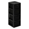 BranQ plastic shelf in rattan design with 4 baskets, made of BPA-free polypropylene, black, 29.5 x 24 x 64.2 cm