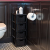 BranQ plastic shelf in rattan design with 4 baskets, made of BPA-free polypropylene, black, 29.5 x 24 x 64.2 cm